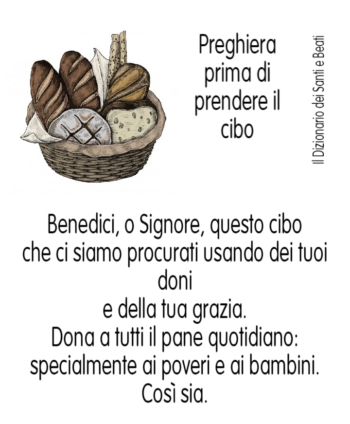 Preghiera prima di prendere il cibo