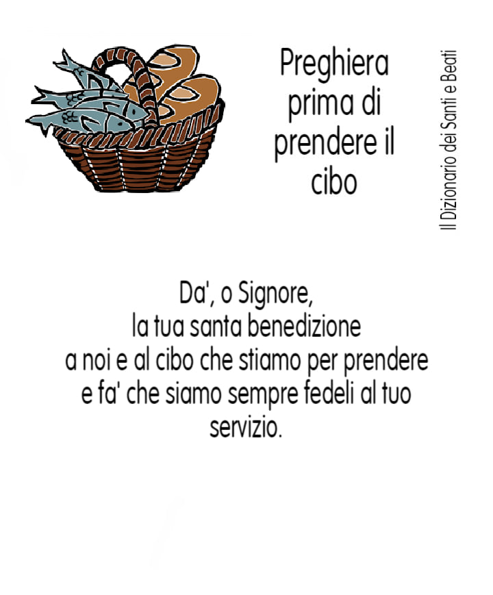 Preghiera prima di prendere il cibo