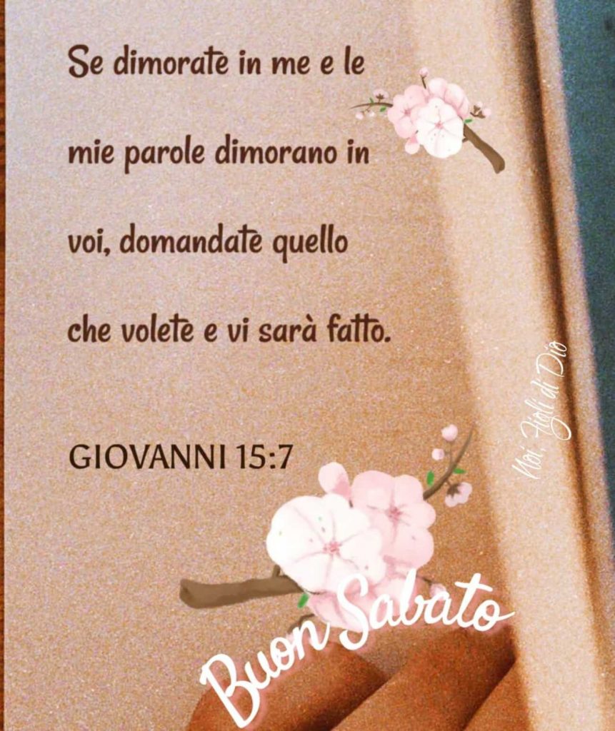 Se dimorate in me e le mie parole dimorano in voi, domandate quello che volete e vi sarà fatto Buon Sabato