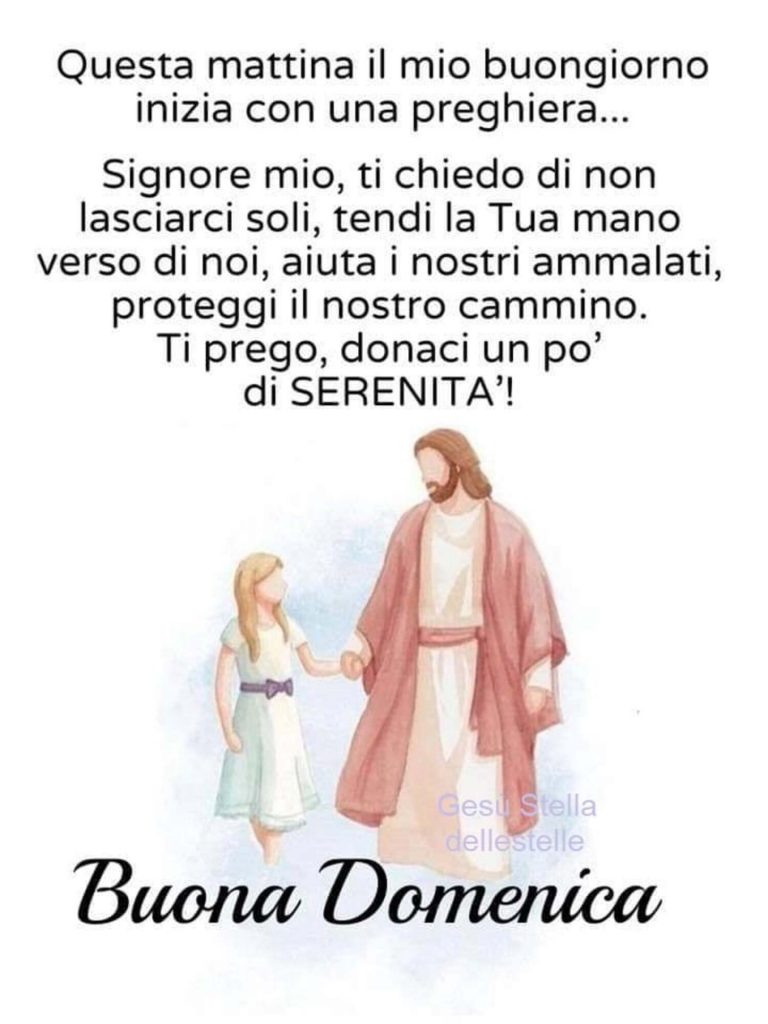 Questa mattina il mio buongiorno inizia con una preghiera... Signore mio, ti chiedo di non lasciarci soli, tendi la Tua mano verso di noi, aiuta i nostri ammalati, proteggi il nostro cammino. Ti prego, donaci un po'di serenità! Buona Domenica