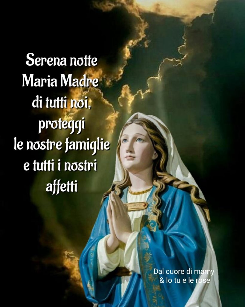 Serena notte Maria Madre di tutti noi, proteggi le nostre famiglie e tutti i nostri affetti