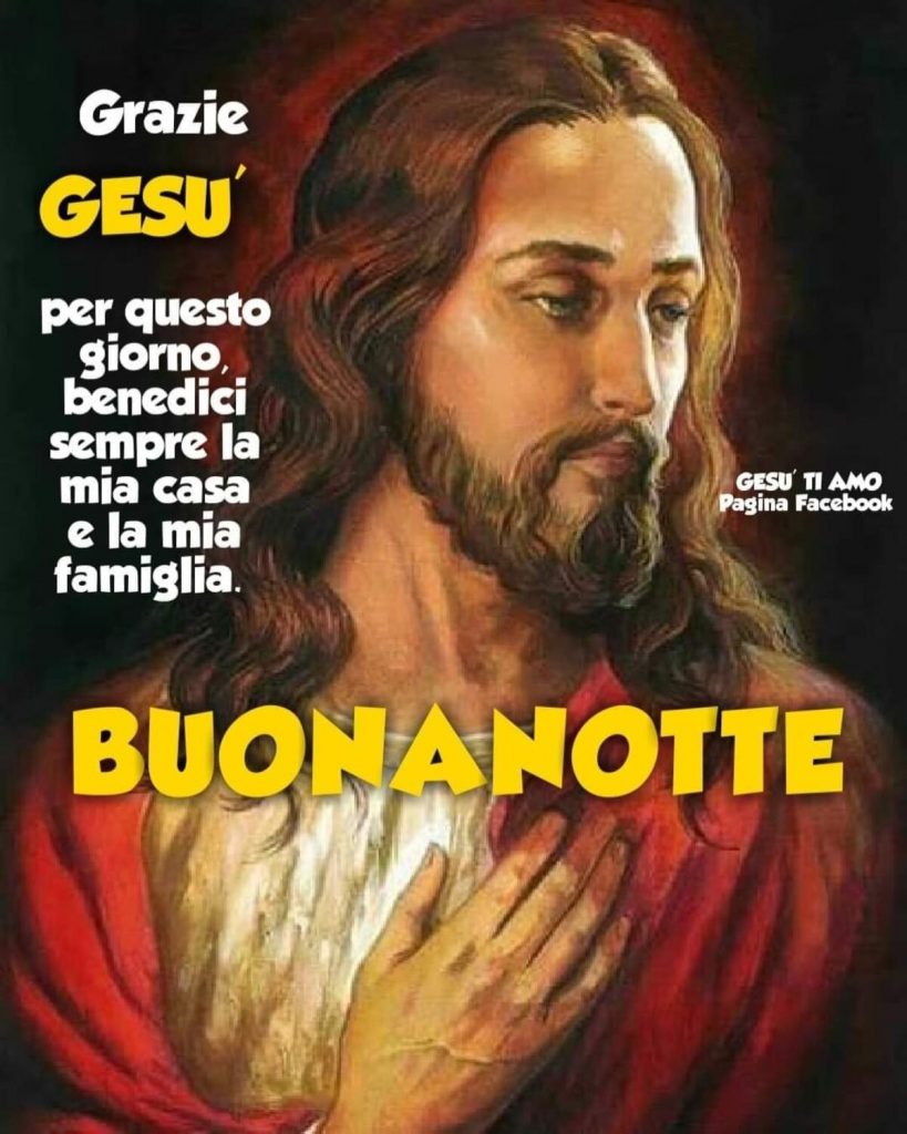Grazie Gesù per questo giorno, benedici sempre la mia casa e la mia famiglia Buonanotte