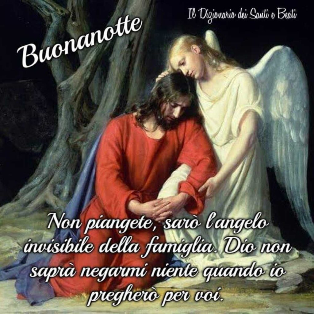 Buonanotte non piangete, sarò l'angelo invisibile della famiglia. Dio non saprà negarmi niente quando io pregherò per voi