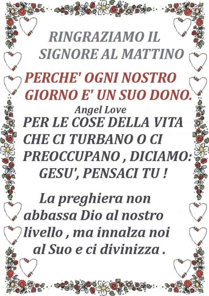 Ringraziamo il Signore al mattino
