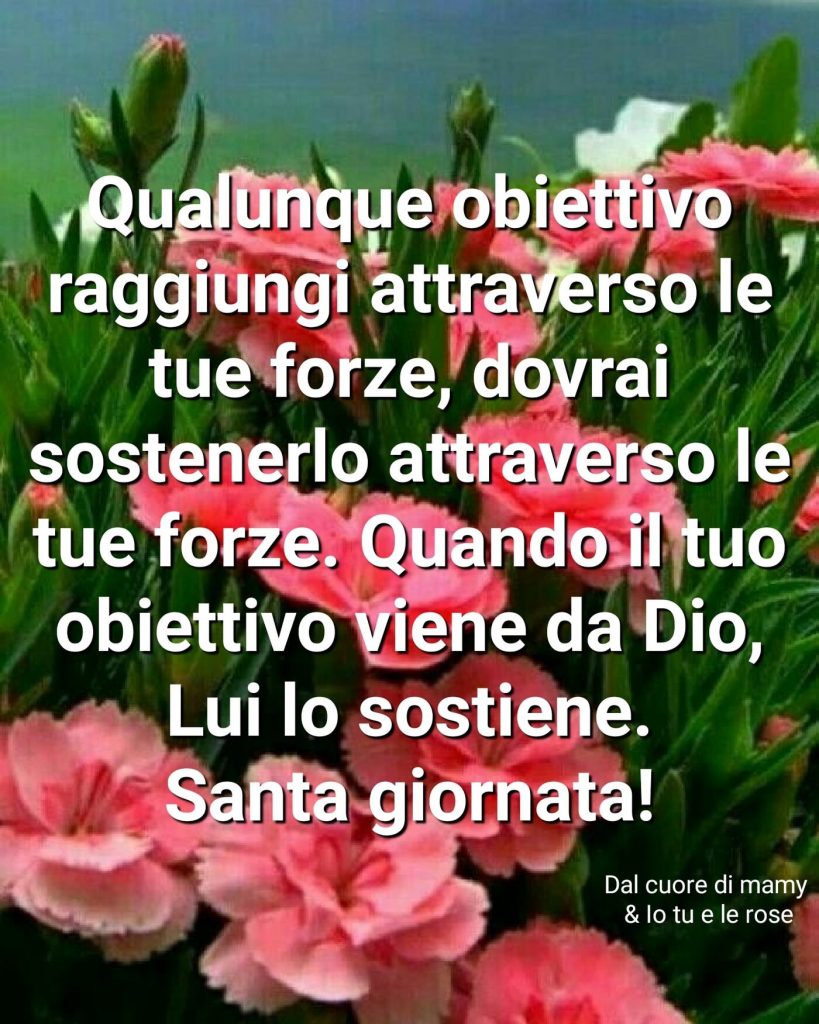 Qualunque obbiettivo raggiungi attraverso le tue forze, dovrai sostenerlo attraverso le tue forze. Quando il tuo obbiettivo viene da Dio, Lui lo sostiene. Santa giornata!