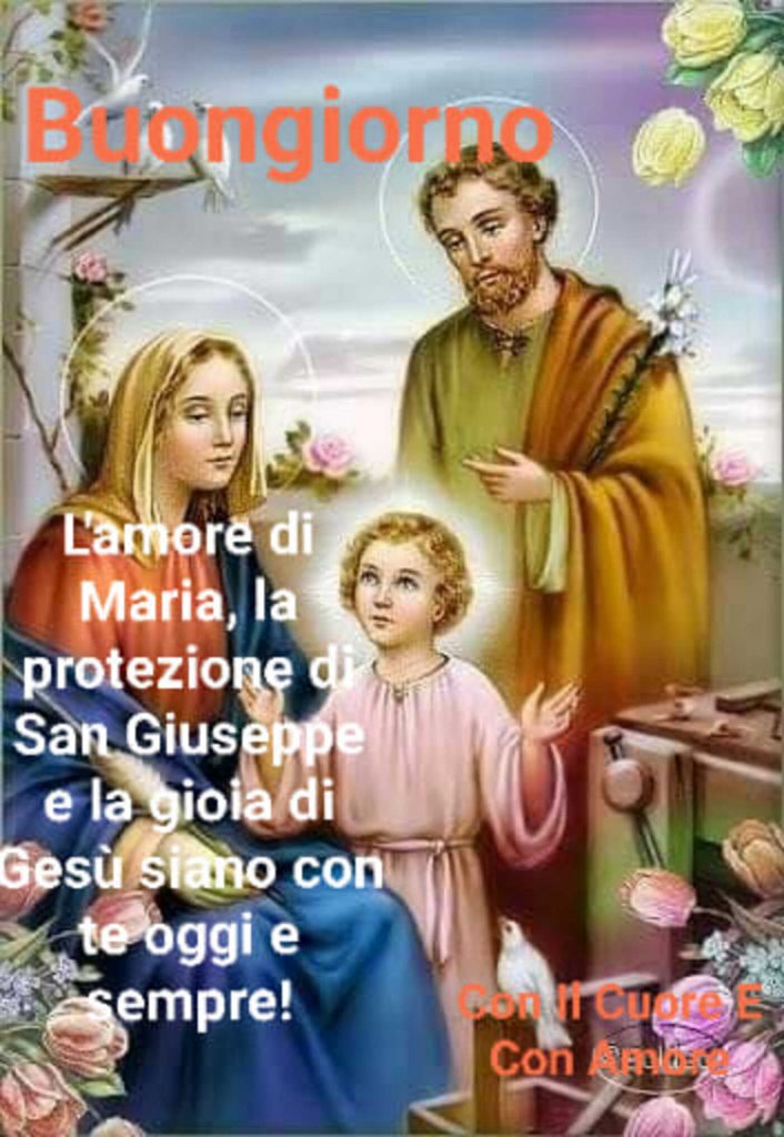 Buongiorno. L'amore di Maria, la protezione di San Giuseppe e la gioia di Gesù siano con te oggi e sempre!