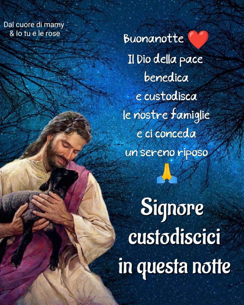 Buonanotte il Dio della pace benedica e custodisca le nostre famiglie e ci conceda un sereno riposo Signore custodiscici in questa notte