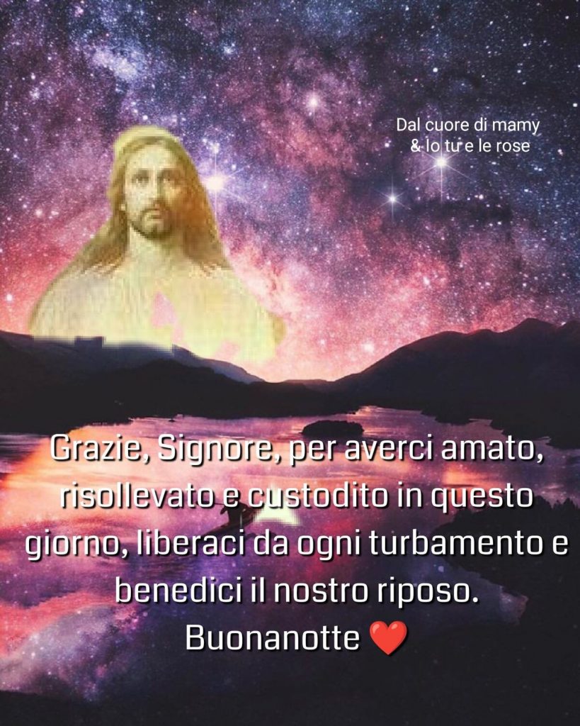 Grazie, Signore, per averci amato, risollevato e custodito in questo giorno, liberaci da ogni turbamento e benedici il nostro riposo. Buonanotte