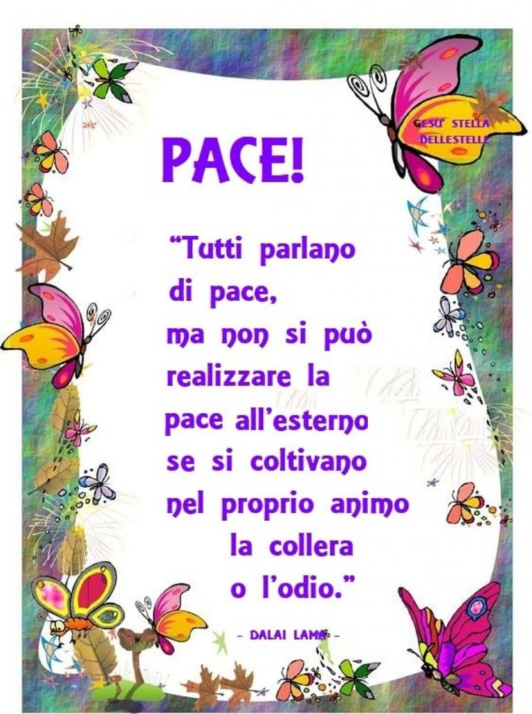 Pace! "Tutti parlano di pace, ma non si può realizzare la pace all'esterno se si coltivano nel proprio animo la collera o l'odio."