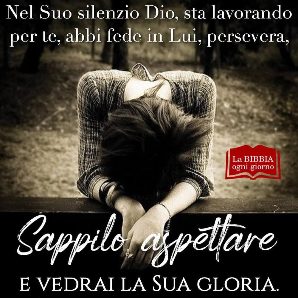 Nel suo silenzio Dio, sta lavorando per te, abbi fede in Lui, persevera. Sappilo aspettare e vedrai la Sua Gloria.