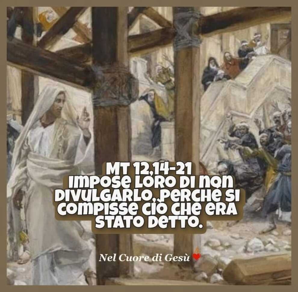 Mt 12, 14-21 impose loro di non divulgarlo, perché si compisse ciò che era stato detto