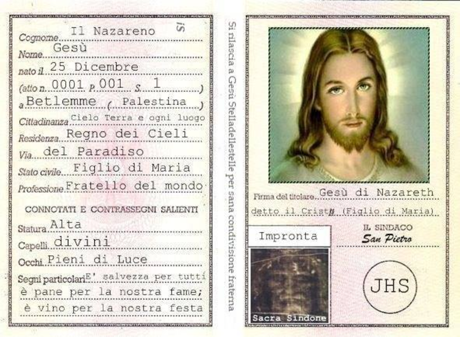 Carta d'identità di Gesù
