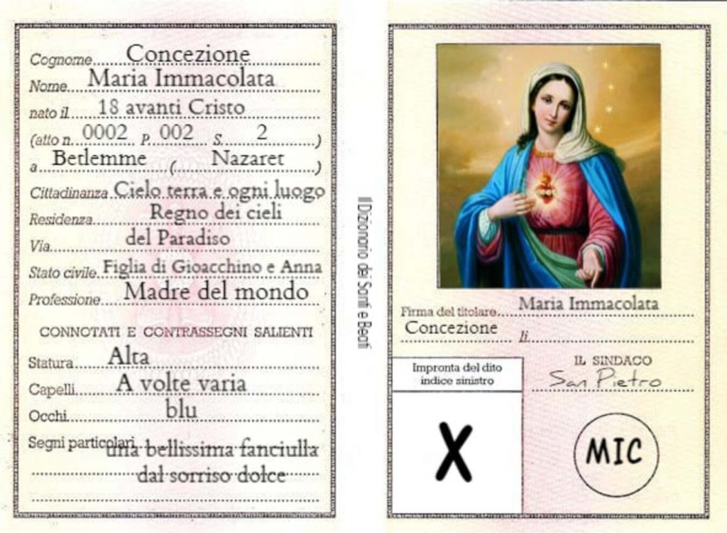 Carta d'Identità di Maria Immacolata Concezione