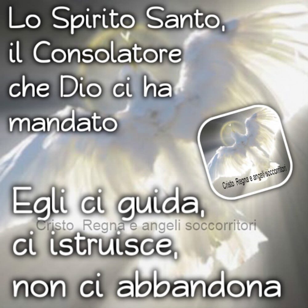 Lo Spirito Santo il Consolatore che Dio ci ha mandato Egli ci guida, ci istruisce, non ci abbandona