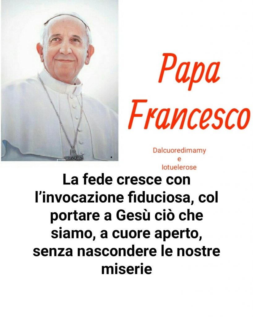 Papa Francesco La fede cresce con l'invocazione fiduciosa, col portare a Gesù ciò che siamo, a cuore aperto, senza nascondere le nostre miserie