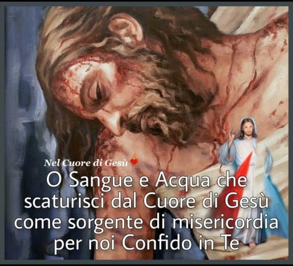 O Sangue e Acqua che scaturisci dal Cuore di Gesù come sorgente di misericordia per noi Confido in Te