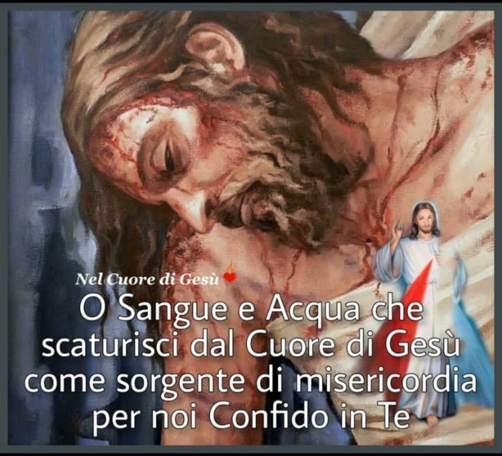 O Sangue e Acqua che scaturisci dal Cuore di Gesù come sorgente di misericordia per noi Confido in Te