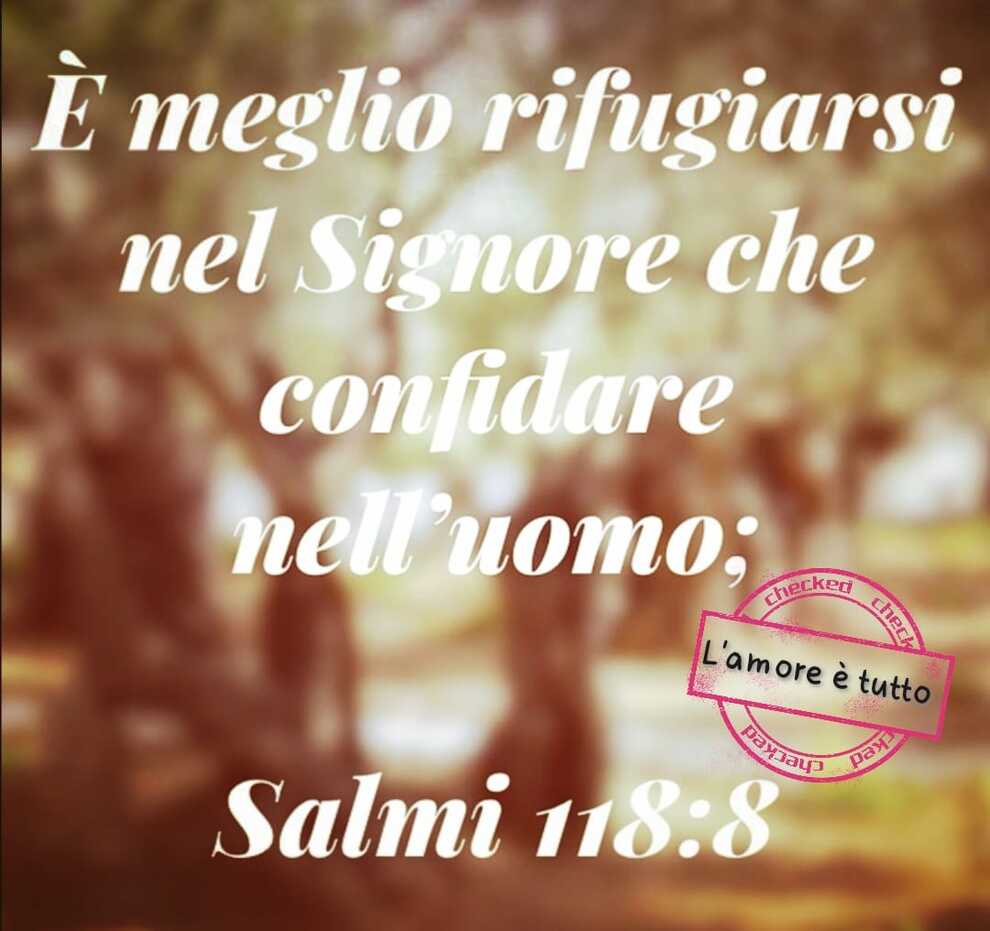 È meglio rifugiarsi nel Signore che confidare nell'uomo (Salmi 118:8)