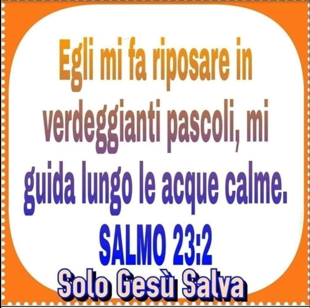 Egli mi fa riposare in verdeggianti pascoli, mi guida lungo le acque calme Salmo 23:2