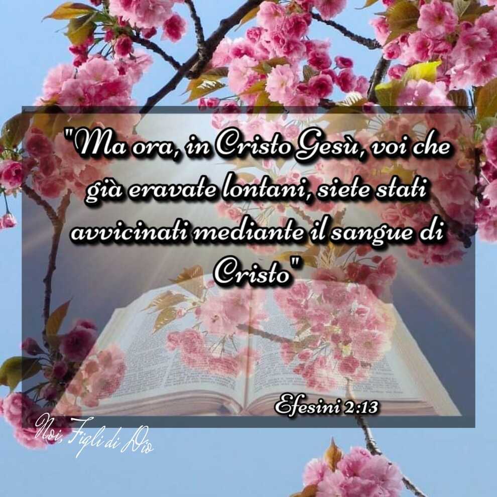 "Ma ora, in Cristo Gesù, voi che già eravate lontani, siete stati avvicinati mediante il sangue di Cristo"Efesini 2:13