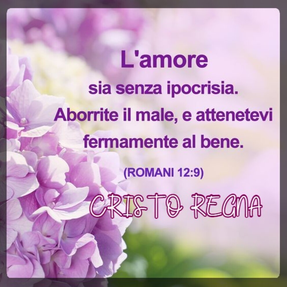 L'amore sia senza ipocrisia. Aborrite il male, e attenetevi fermamente al bene. (Romani 12:9)