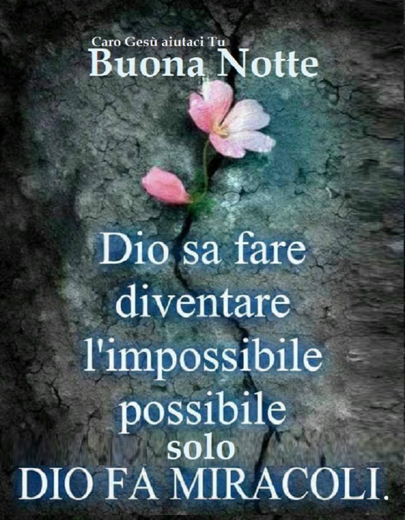 Buona Notte Dio sa fare diventare l'impossibile possibile solo Dio fa miracoli