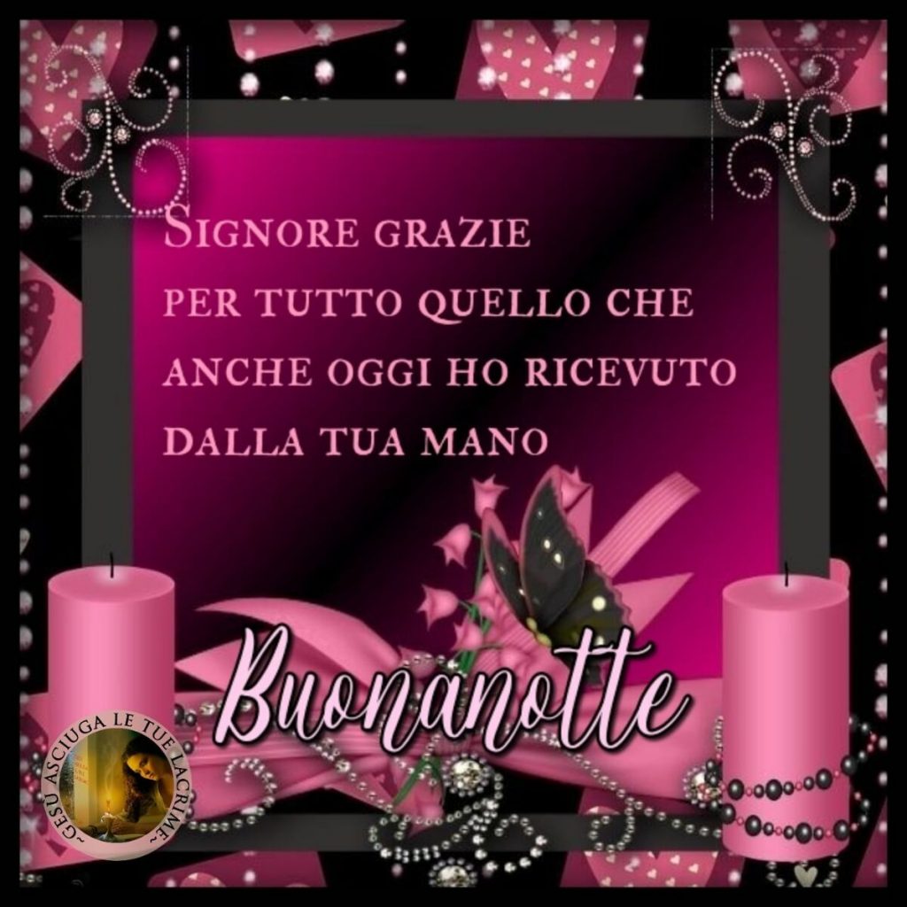 Signore grazie per tutto quello che anche oggi ho ricevuto dalla tua mano Buonanotte