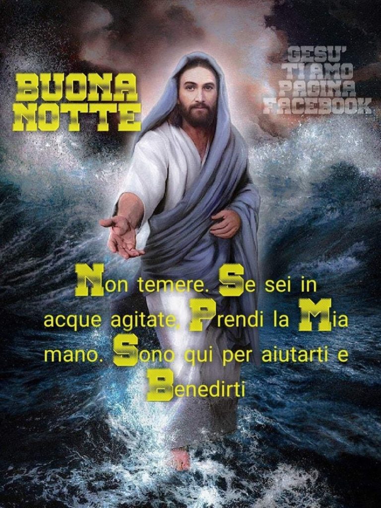 Buona Notte Non temere. Se sei in acque agitate Prendi la Mia mano. Sono qui per aiutarti e Benedirti