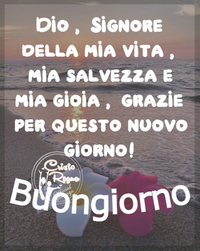 Dio, Signore della mia vita, mia salvezza e mia gioia, grazie per questo nuovo giorno! Buongiorno