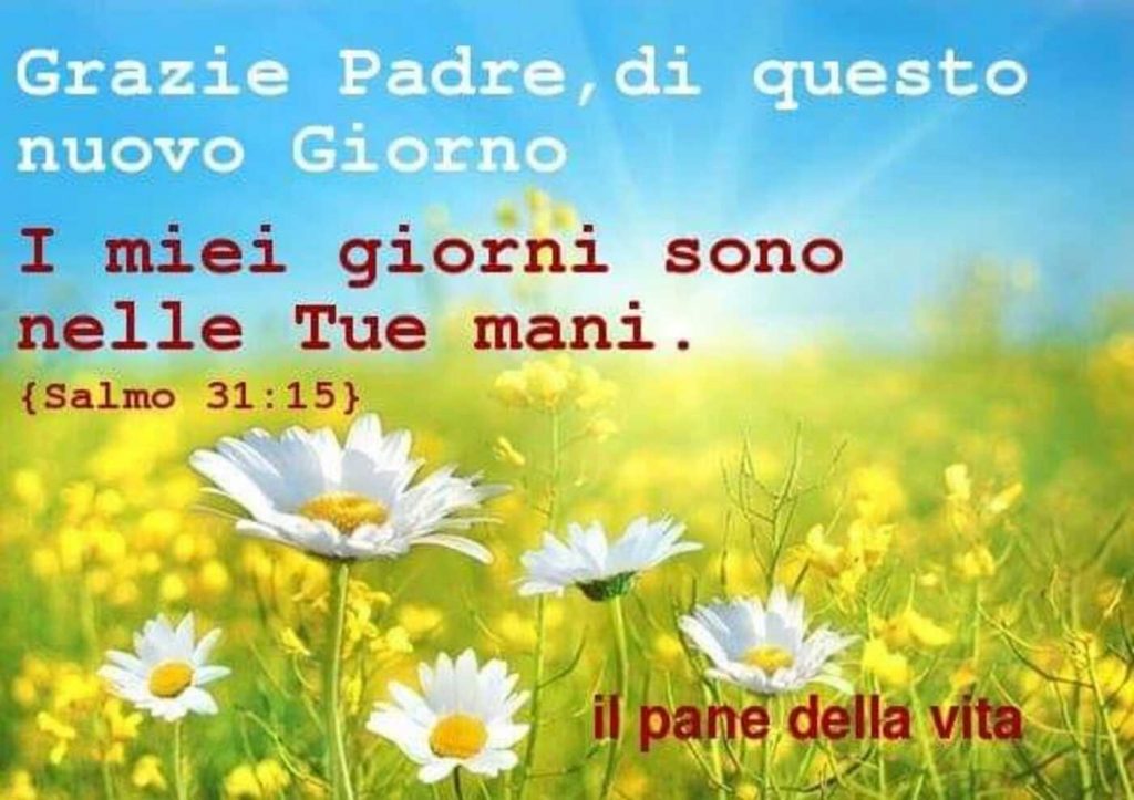Grazie Padre di questo nuovo giorno I miei giorni sono nelle Tue mani
