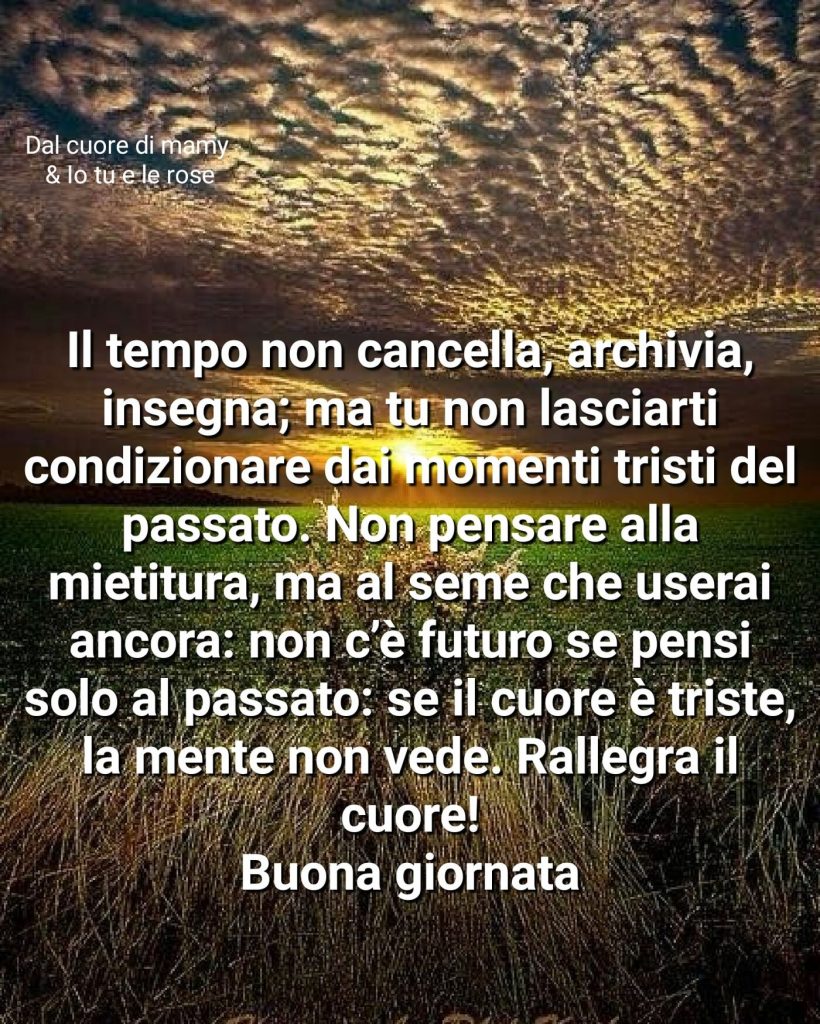 Il tempo non cancella, archivia, insegna; ma tu non lasciarti condizionare dai momenti tristi...