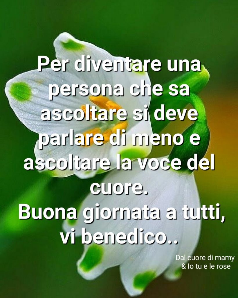 Per diventare una persona che sa ascoltare si deve parlare la voce del cuore. Buona giornata a tutti vi benedico..