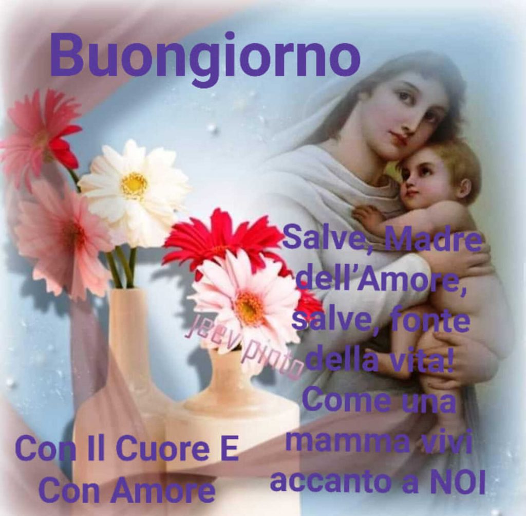 Buongiorno Salve MAdre dell'AMore, salve, fonte della vita! Come una mamma vivi accanto a NOI