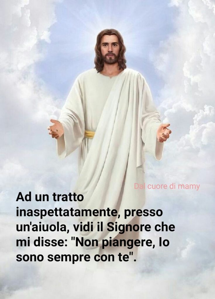 Ad un tratto inaspettatamente, presso un'aiuola, vidi il Signore che mi disse: "Non piangere, Io sono sempre con te"