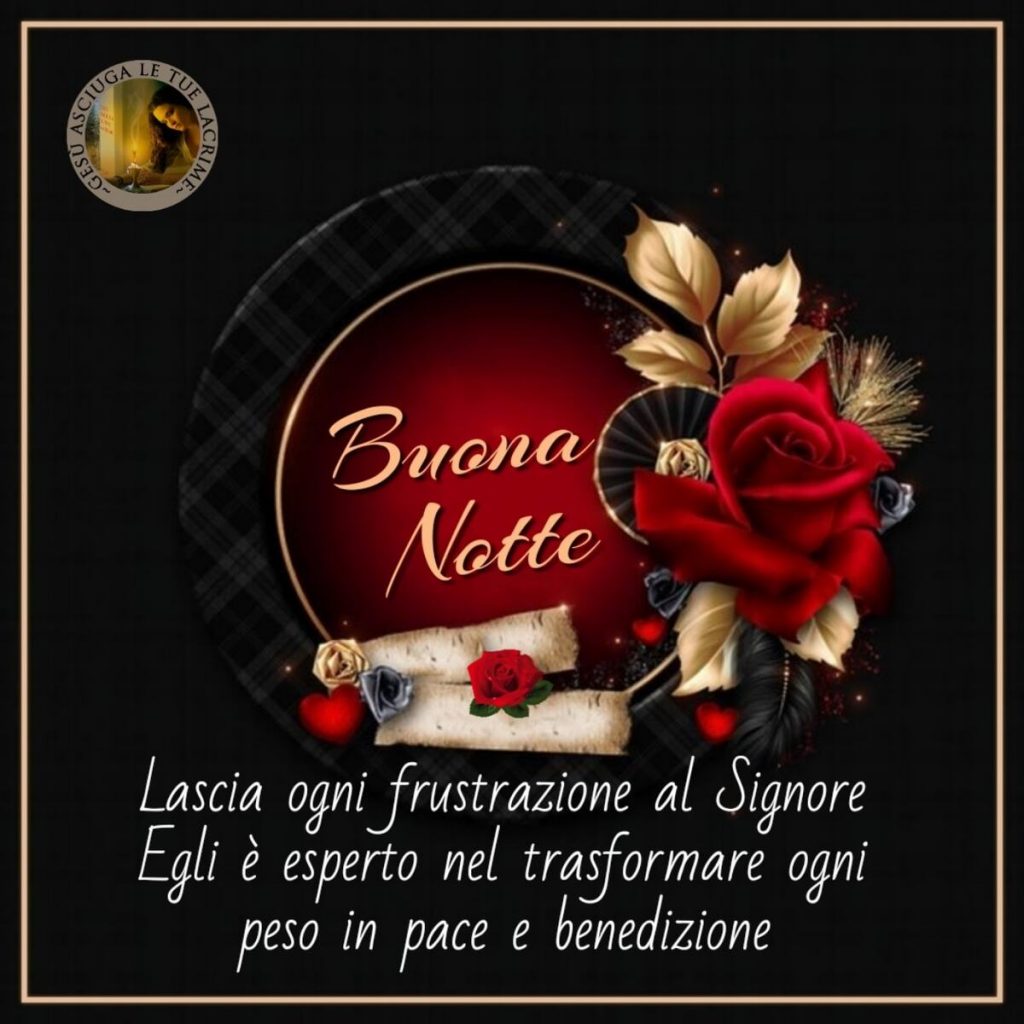 Buona Notte Lascia ogni frustazione al Signore Egli è esperto nel trasformare ogni peso in pace e benedizione