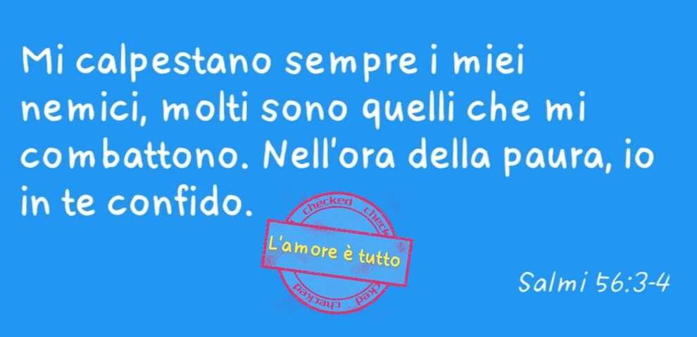 Mi calpestano sempre i miei nemici, molti sono quelli che mi combattono. Nell'ora della paura, io in te confido (Salmi 56:3-4)