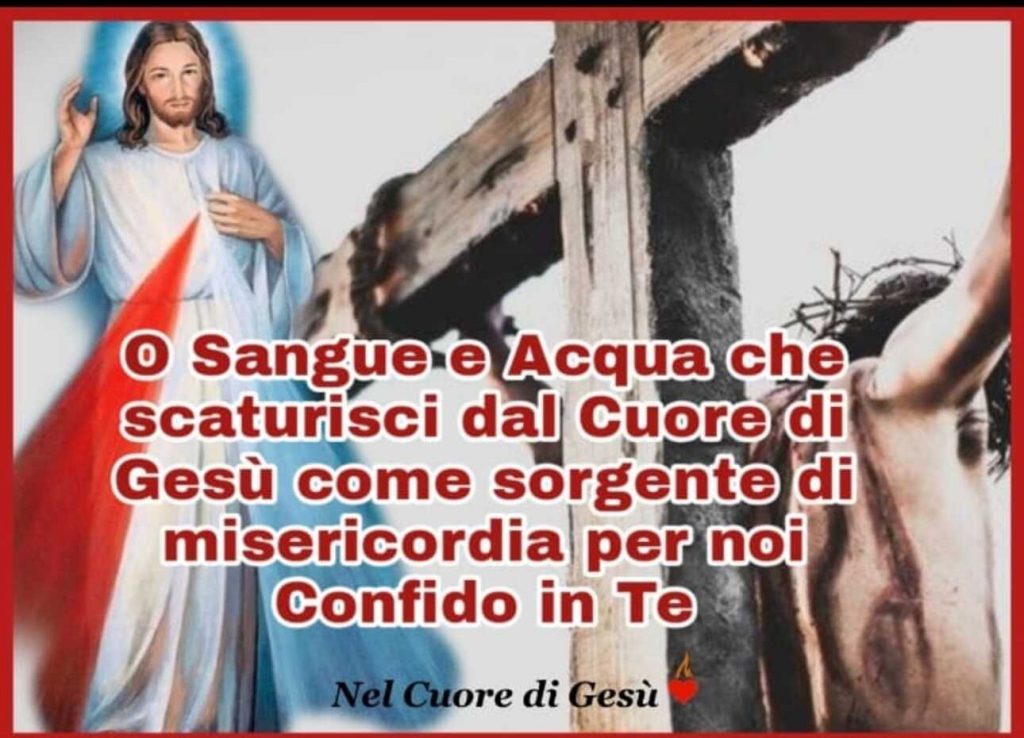 O Sangue e Acqua che scaturisci dal Cuore di gesù come sorgente di misericordia per noi Confido in Te