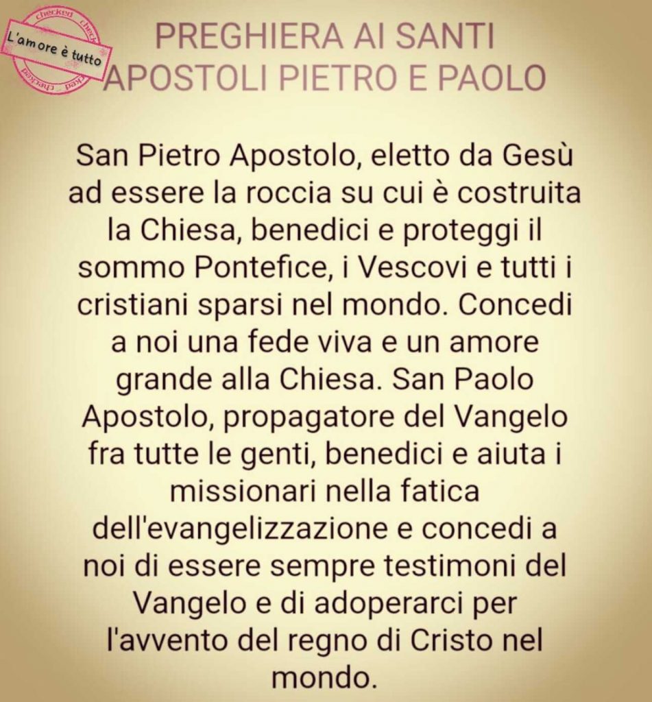 Preghiera ai Santi apostoli Pietro e Paolo