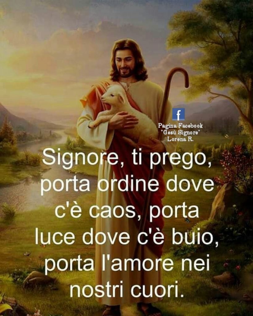 Signore, ti prego, porta ordine dove c'è caos, porta luce dove c'è buio, porta l'amore nei nostri cuori