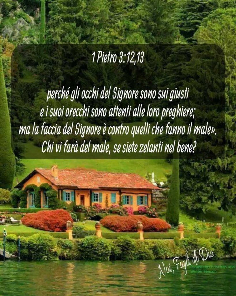 1 Pietro 3:12,13 perché gli occhi del Signore sono sui giusti e i suoi orecchi sono attenti alle loro preghiere; ma la faccia del Signore è contro quelli che fanno il male. Chi vi farà del male, se siete zelanti nel bene?