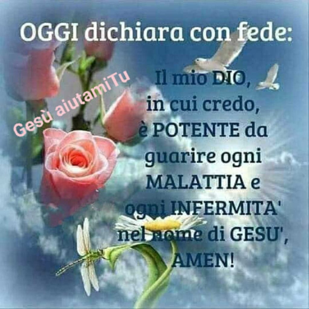 Oggi dichiara con fede: Il mio Dio in cui credo, è potente da guarire ogni malattia e ogni infermità nel nome di Gesù, Amen!